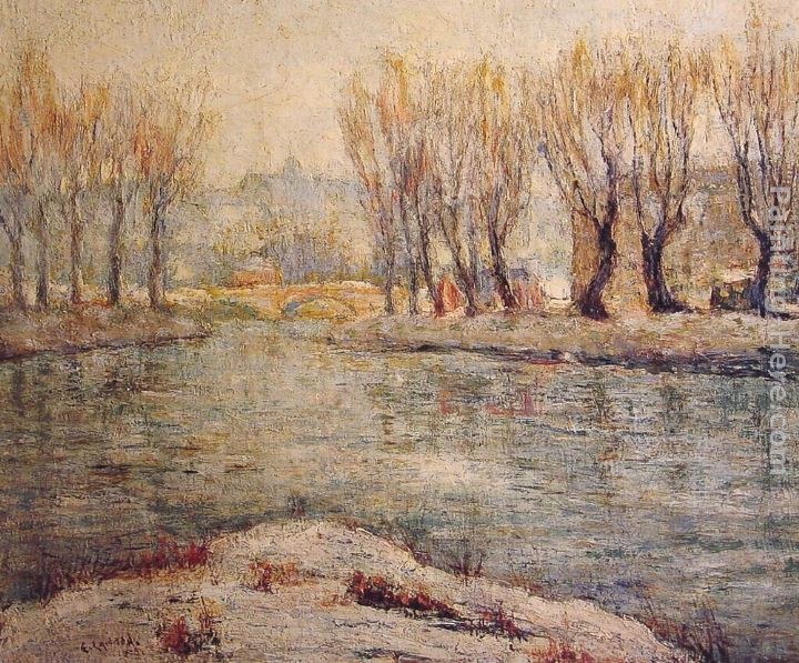 Ernest Lawson End of Winter - The Boathouse on the Harlem River, New York
